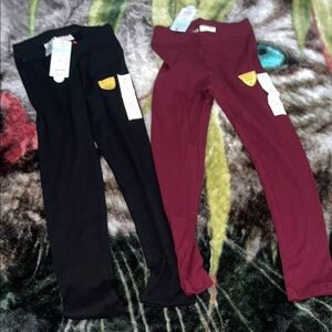 Stylish Kids Leggings - Black and Burgundy